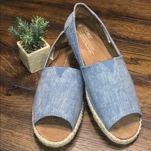 TOMS Alpargata Open Toe Espadrille Flats